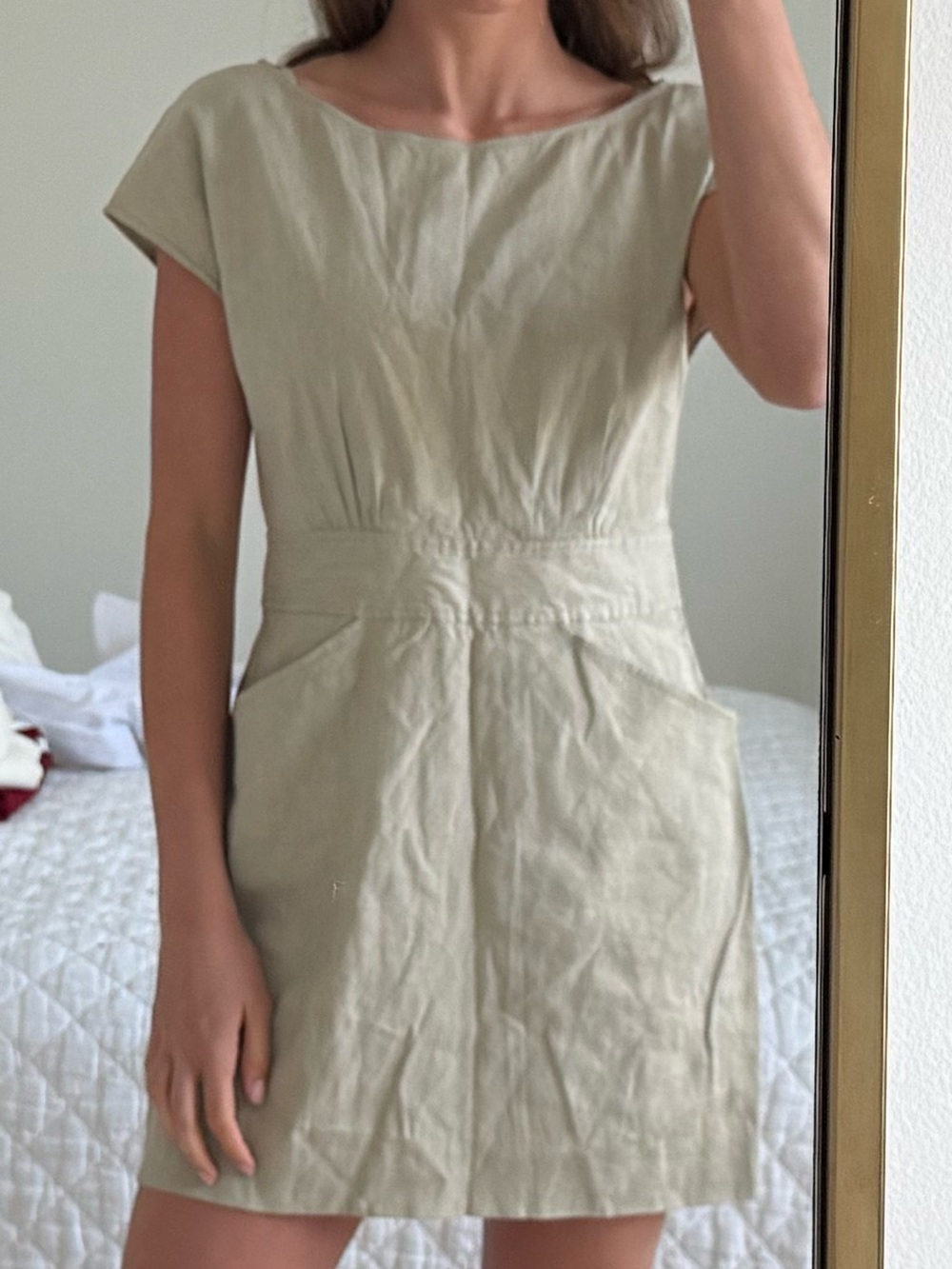 Theory Cream Short Sleeve Mini Dress